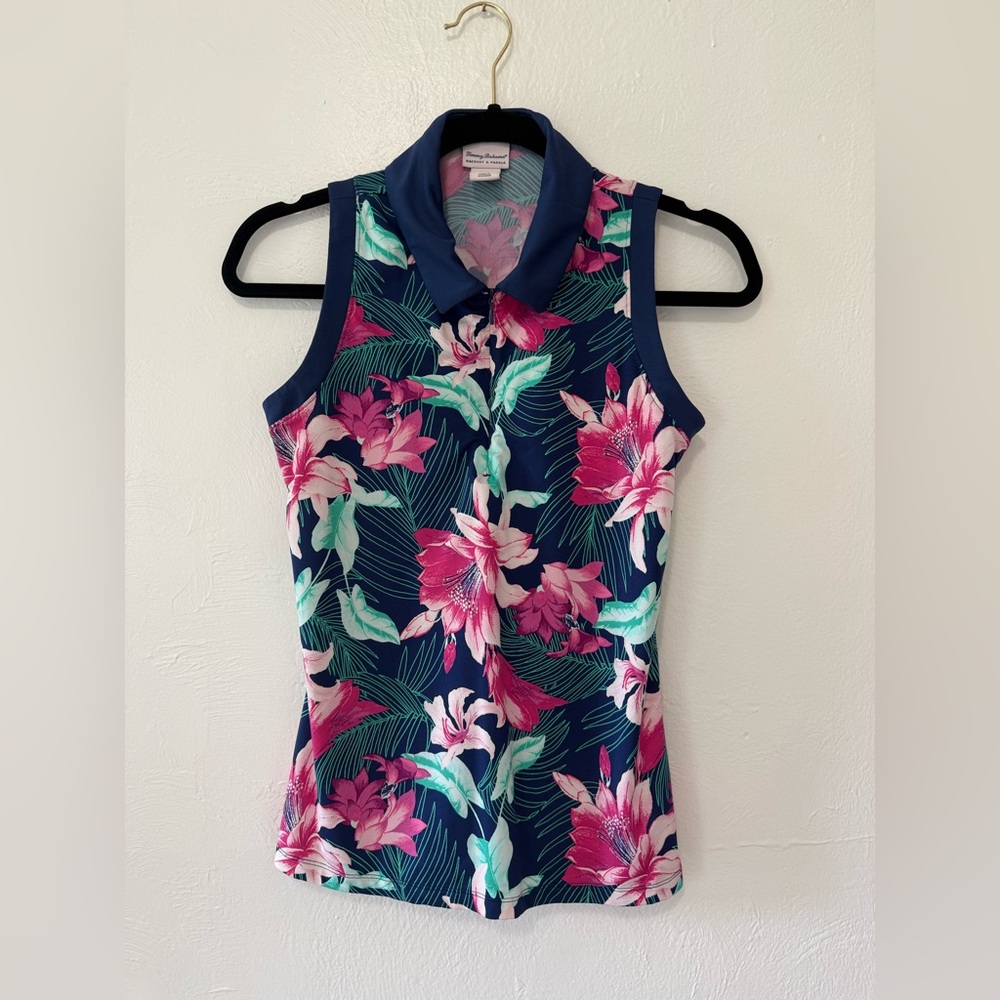 Tommy Bahama Floral Sleeveless Collared Active Top - S